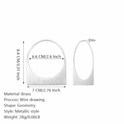 Large Chunky Gold Hoop Earrings for Women – Expensive Hollow Geometric Stainless Steel Statement Dangle Earrings with Textured Big Circle Design, Modern Metallic Fashion Jewelry Gift - color: Silver