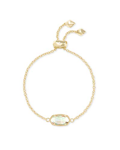 Kendra Scott Elaina Adjustable Chain Bracelet for Women, Fashion Jewelry, Gold-Plated - color: GOLD - IRIDESCENT DICHROIC GLASS