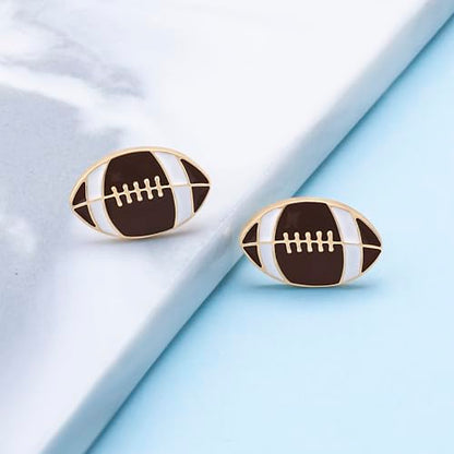Gold Stud Earring Gifts For Teens Women Hypoallergenic Golf Baseball Football Basketball Soccer Volleyball Sport Earrings For Women - color: Football earring