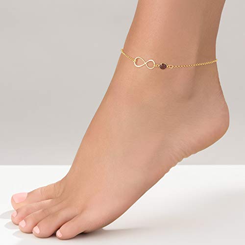 Personalized Infinity Bracelet - Choose Your Style - Sterling Silver, Solid Gold or Plated - Rolo Chain - color: 18K Gold Plated Silver, size: Classic Bracelet with Birthstone