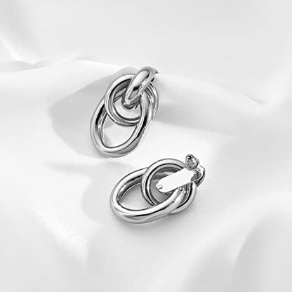 Gold Chunky Earrings for Women Geometric Knot Link Drop Dangle Earrings 14K Gold Plated Statement Earrings Trendy Gold Jewelry - color: Style 2