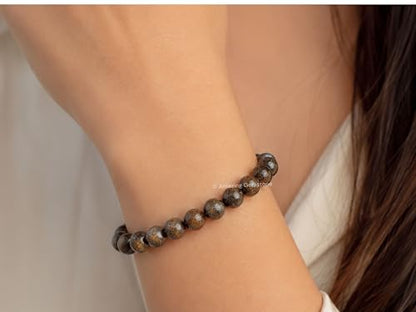 Amazing Gemstone Bronzite Crystal Bracelet for Women Men's Gifts - Protection Healing Crystal Bracelet - 8mm Gemstone Beaded Stretchable Bracelet Pulseras Para Hombres Mujer Stocking Stuffers Mothers Day Gift - color: Bronzite