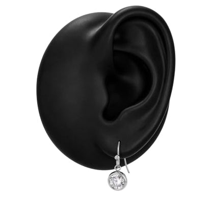 Surgical Steel Hypoallergenic Hoop Earrings for Women - Huggie Dangle CZ Cartilage Earrings - color: Stainless Steel