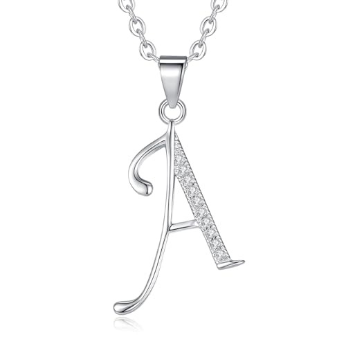 VIKI LYNN Dainty Initial Letter Pendant Necklace for Women | Cubic Zirconia Initial Jewelry, Personalized Letter Necklace, Dainty Women Jewelry, Birthday Gift Idea for Her, Mom and Wife - color: Silver, style: Silver-A