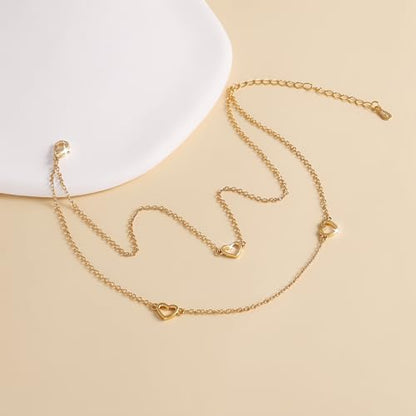 Sterling Silver Ankle Bracelets for Women 14k Gold Waterproof Layered Stackable Non Tarnish Dainty Heart Charm Large Adjustable Anklet for Summer Beach Jewelry Gift - color: goldD