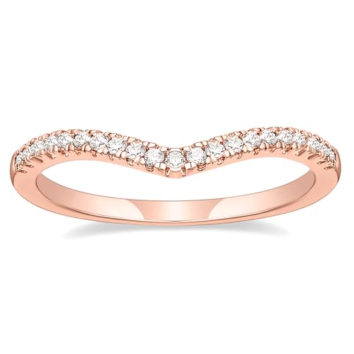 TIGRADE Cubic Zirconia Eternity Band V Shape CZ Stacking Engagement Ring for Women Size 3-12.5 - color: Rose Gold