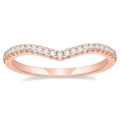 TIGRADE Cubic Zirconia Eternity Band V Shape CZ Stacking Engagement Ring for Women Size 3-12.5 - color: Rose Gold