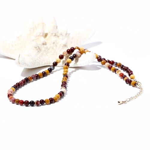 Simple 4mm Gemstones and Crystals Choker Necklace Unisex 16"-18" | Necklaces for Women Men, Adjustable, 40-45 cm Chain Length, Handmade, Spiritual Gemstones, Positive Energy, Daily Wear - style: Egg Yolk Stone