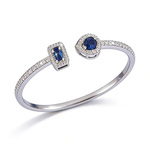 Elegant Versatile Youthful Bracelet, Delicate Water Drop & Square Stone Cuff Bangle for Women - color: Silver-Blue, size: One Size