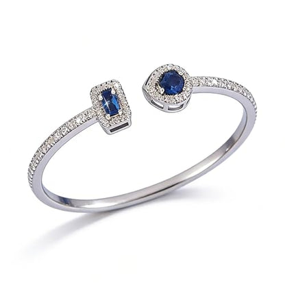 Elegant Versatile Youthful Bracelet, Delicate Water Drop & Square Stone Cuff Bangle for Women - color: Silver-Blue, size: One Size