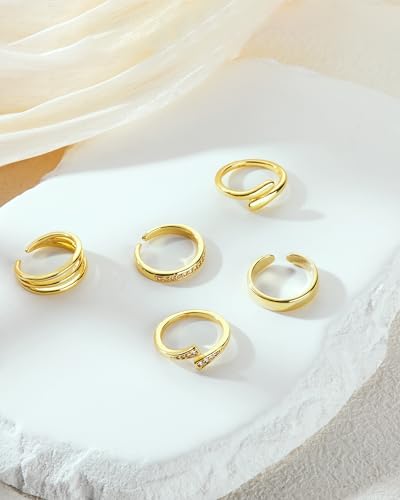 BSJ4U 14k Gold Filled Toe Rings for Women Non Tarnish Adjustable Silver Toe Ring Simple Hug CZ Triple Open Band Ring Summer Beach Toe Jewelry for Women Sexy - color: 14K GF Toe Rings