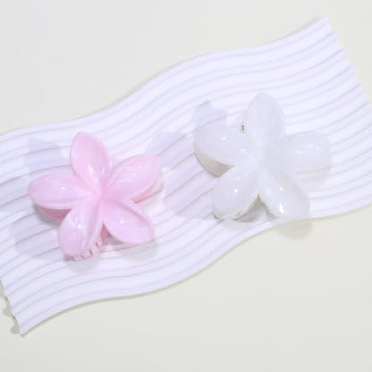 2 Pack Flower Hair Claw Clips for Women Hawaiian Plumeria Claw Clip (Solid) | Strong Hold Nonslip Large Hair Clip for Beach Holiday Thick Thin Hair Accessories - color: Solid