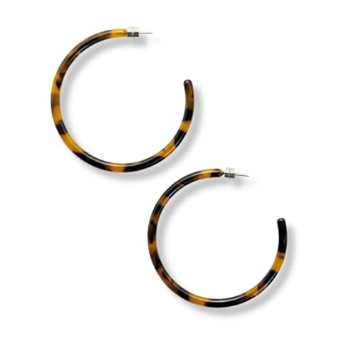Circle Hoop Earrings Acetate Resin Fashion Jewelry for Women - color: Classic Tortoise, size: Large