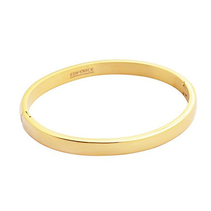 Women's Stackable Bangle Bracelet Hinged Oval-Shape - color: Gold, size: Medium 6.75"Inches