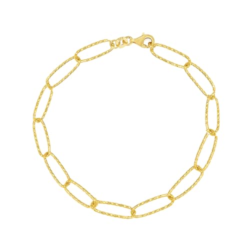 Savlano 925 Sterling Silver 4.5MM Paperclip Link Bracelet - 18K Gold Plated Inch Paperclip Chain for Women comes with a Gift Box - Made in Italy - size: 7.5