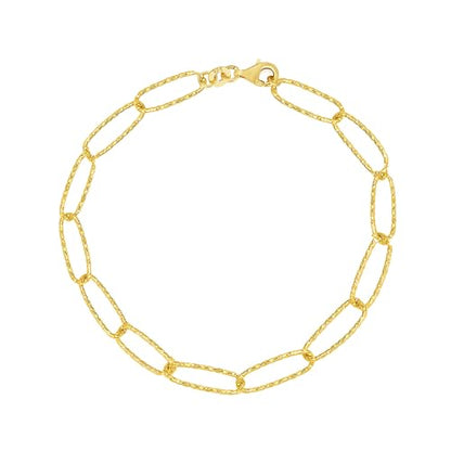 Savlano 925 Sterling Silver 4.5MM Paperclip Link Bracelet - 18K Gold Plated Inch Paperclip Chain for Women comes with a Gift Box - Made in Italy - size: 7.5