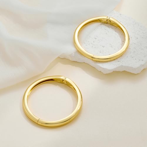 Gold Bangle Bracelets for Women Cuff Stackable Waterproof Non Tarnish Bracelet Stack Silver Plated 14k Chunky Bangles Jewelry Set for Woman - style: Style 2