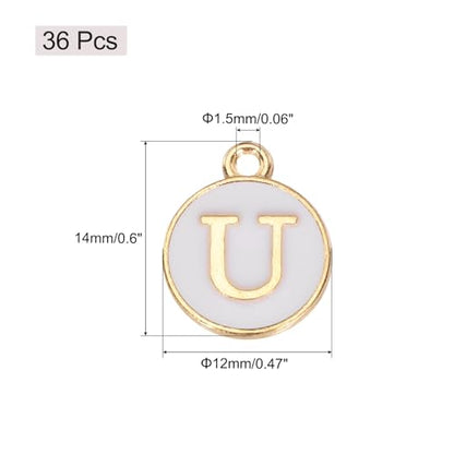 MECCANIXITY Pendants Letter Charm Initial Charm Double Sided Alphabet for DIY Necklace Bracelet Earrings Jewelry Making - style: U