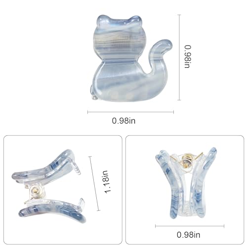 Mistofu 12PCS Mini Cat Hair Claw Clips, Acrylic Hair Clips for Women | Trendy Small Non-Slip, Aesthetic Acetate Clips for Girls & Women ,Cute Kawaii Classic Hair Claw - color: cat