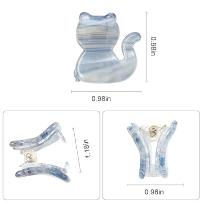 Mistofu 12PCS Mini Cat Hair Claw Clips, Acrylic Hair Clips for Women | Trendy Small Non-Slip, Aesthetic Acetate Clips for Girls & Women ,Cute Kawaii Classic Hair Claw - color: cat