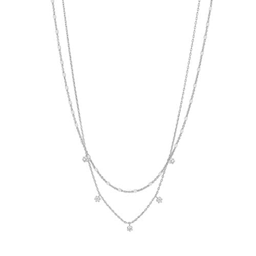PAVOI 14K Gold Plated Dainty Layering Necklaces for Women | Snake Chain, Curb Link, Paperclip Layered Chains | Trendy Layering Necklace - style: CZ