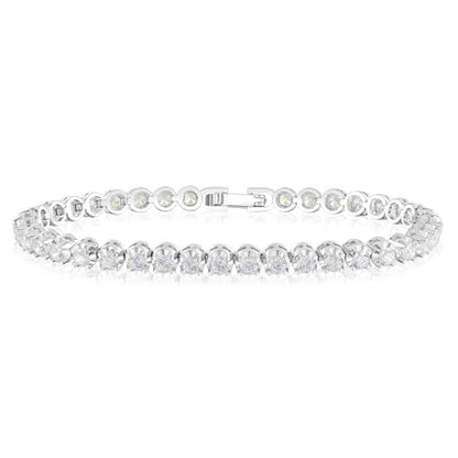White Gold Plated Extra Sparkling 3mm Cubic Zirconia Tennis Bracelet for Women and Men Size 6-8 Inches
