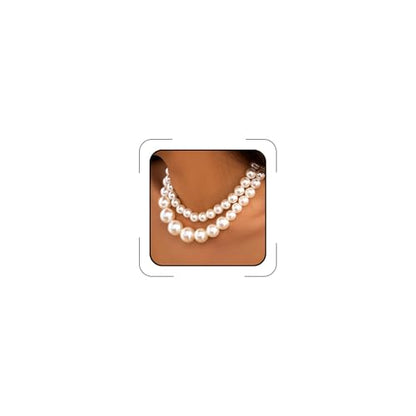 CSIYANJRY99 Chunky Pearl Necklace for Women Big Faux Pearl Beaded Strand Necklace Wedding Prom Jewelry for Women - color: White Layered