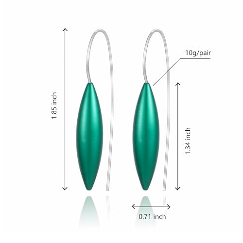 Oval Drop Earrings for Women, Long Thread Dangle Earrings, Colorful lightweight aluminum alloy, Suitable for Jewelry Gifts and Valentine's Day - color: Dark green