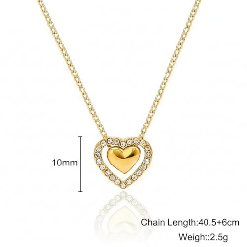 18K Gold Plated Pendant Necklaces - Dainty Minimalist, Waterproof, Non-Tarnish Fashion Jewelry for Women - style: Double Hearts Pendant