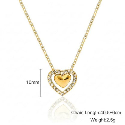 18K Gold Plated Pendant Necklaces - Dainty Minimalist, Waterproof, Non-Tarnish Fashion Jewelry for Women - style: Double Hearts Pendant