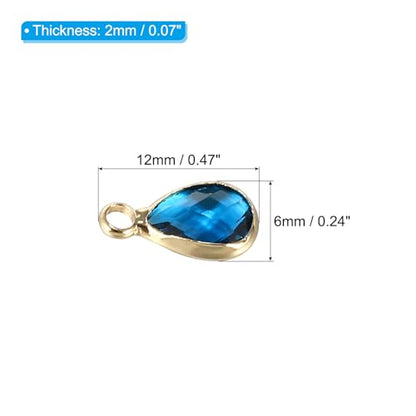 PATIKIL Birthstone Charm Beads Drop Pendant, Handmade Birthstone for Personalized Earrings Bracelet Necklace - color: Blue, size: 0.47" x 0.24"