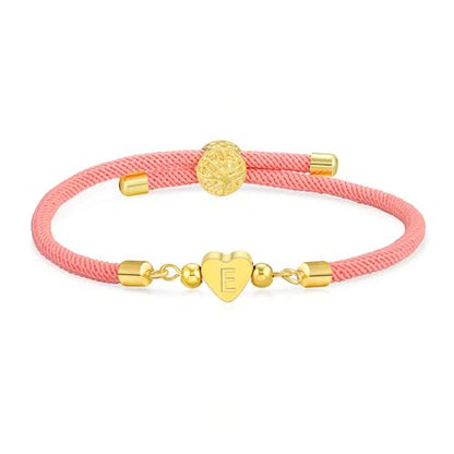 WEDDINEN Initial Bracelets A to Z Dainty Titanium Heart Love Letter Bracelets for Girls,Charm Handmade Braided Name Bracelet Women Trendy Jewelry Christmas Stocking Stuffers Gift for Teen Girls - color: E