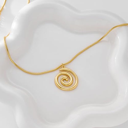 Boho Chunky Gold Statement Necklaces for Women Beach Jewelry Gifts | Versatile Everyday Wear, Pairs with Any Outfit, Ideal Gift for Any Occasion, Easy to Layer, Lightweight, Hypoallergenic - style: Spiral-A