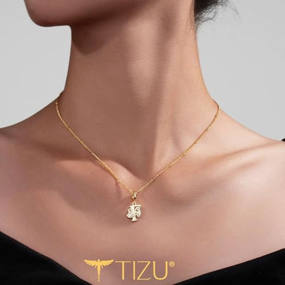 TIZU Initial Necklaces for Women - Dainty 14K Gold Plated Letter Pendant Trendy Personalized Initial A-Z Necklaces Jewelry Gift - color: Gold-F