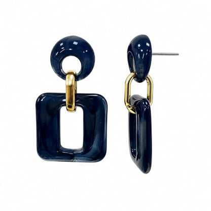 Retro Boho Hollow Square Earrings Lightweight Fashion Jewelry Casual Daily Wear Geometric Drop Earrings Party Acrylic Square Dangle Accessories - color: Blue