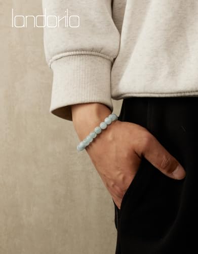 Natural Stone Beaded Bracelets for Men Women, 4mm 6mm 8mm | Healing Crystal, Protection Gemstone, Gift Packaging with Energy Card, Stretch Jewelry, Replacement Beads Included, 18 Stone - color: Aquamarine(Emotional Balance), size: 8mm