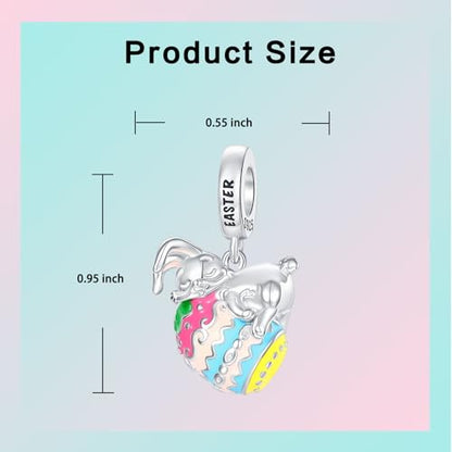 Family Love Mother Daughter Grandma Charm 925 Sterling Silver fits Bracelets Necklace Pendant Bead Charms Jewelry Gift for Women Family Friends - color: Easter Rabbit Egg Charm