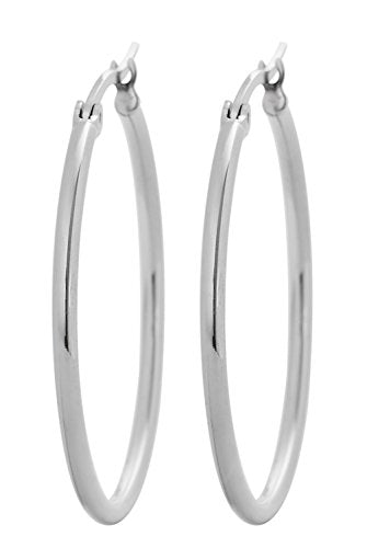 Rounded Hoops Earrings (20mm-60mm Diameter) - color: Silver 30mm