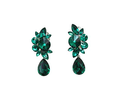 Faship Statement Dangling Floral Clip On Earrings For Women - color: Green