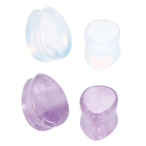 2 Pcs Stone Ear Gauges Earrings Teardrop Shape Stone Ear Gauges Plugs Jewelry 6mm(2g) - color: StyleF, size: 16mm(5/8")