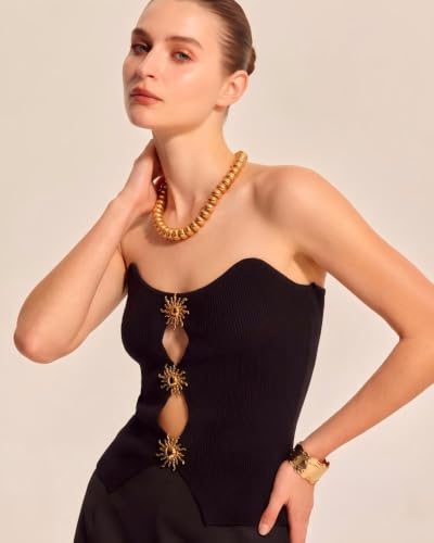 Chunky Colorful Bead Necklace Summer Fashion Statement Boho Beaded Chunky Necklace for Women Adjustable Length Lightweight Cool Suitable for Beach Vacation Daily Wear & Summer Parties - color: Gold