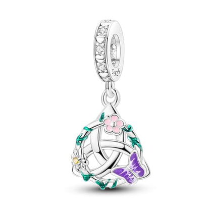 LNQOBU 925 Sterling Silver Charms for Bracelets Dangle Pendant fit Pandora Bracelets or Necklaces Jewelry Woman Gift Beads Charm (With one Spacer Beads) - style: Celtic knot charm