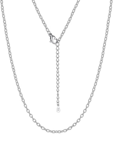 Suplight Stainless Steel Cable Chain Necklaces for Men Women 14K Gold/Black/Rose Gold Plated Cable Link Chains, 2mm Thin & Dainty & Sturdy Chains for Pendant 14"-30" Length