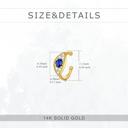 KECHO 14K Gold Ear Cuff Earrings Hypoallergenic Non Piercing Cartilage Earring Jewelry Gifts for Women - style: Evil Eye