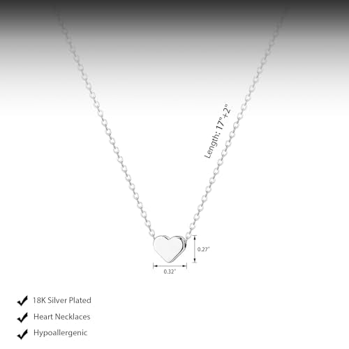 HERIER Cute Heart Necklace Dainty 18k Gold Plated Tiny Heart Pendant Choker Necklaces Small Gold Love Open Heart Chain Necklace for Women Simple Gold Necklace for Women Trendy Jewelry - color: Tiny Heart Necklace-Silver