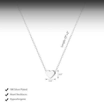 HERIER Cute Heart Necklace Dainty 18k Gold Plated Tiny Heart Pendant Choker Necklaces Small Gold Love Open Heart Chain Necklace for Women Simple Gold Necklace for Women Trendy Jewelry - color: Tiny Heart Necklace-Silver