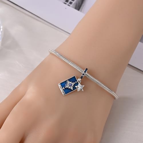 KUNSIR Charms Beads fits Pandora Charm bracelets for Woman 925 Sterling Silver Dangle Pendant Bead Jewelry Beads Gifts Happy Birthday Charms for Women Bracelet&Necklace - style: Tarot Star Charm