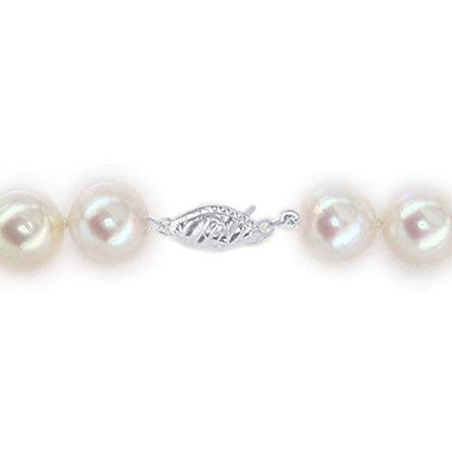 .925 Sterling Silver AAAA White Freshwater Cultured Pearl Silk-Knotted 18" Princess-Length Strand Necklace - Choice of Pearl Size