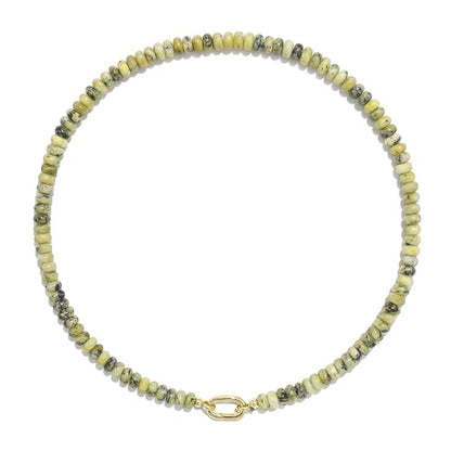 CONRAN KREMIX Colorful Stone Beaded Necklace for Women,Natural Gemstone Bead Choker Necklaces Boho Summer Beach Layering Necklace Jewelry Gift for Women - color: Yellow Turquoise