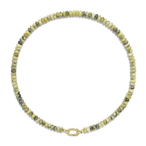 CONRAN KREMIX Colorful Stone Beaded Necklace for Women,Natural Gemstone Bead Choker Necklaces Boho Summer Beach Layering Necklace Jewelry Gift for Women - color: Yellow Turquoise